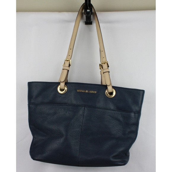 Michael Kors Purse Double Strap Handles with Matching Wallet Color Navy Blue - Picture 4 of 10